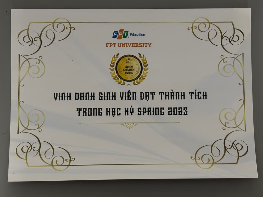 Honorable Student certificate